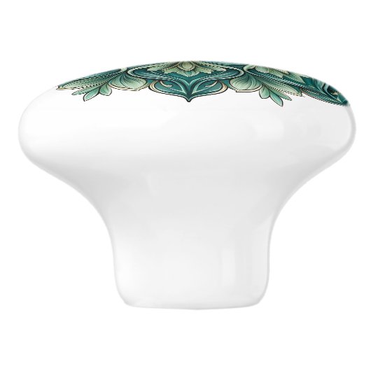 Art Nouveau Green Medallion Keramische Knop (Zijkant)