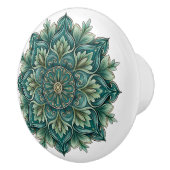 Art Nouveau Green Medallion Keramische Knop (Rechts)