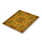 Art Nouveau Green Yellow Brown Floral Pattern Tegeltje (Zijkant)