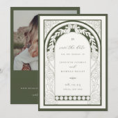 Art Nouveau Greenery Lijst Foto Save The Date (Voorkant / Achterkant)