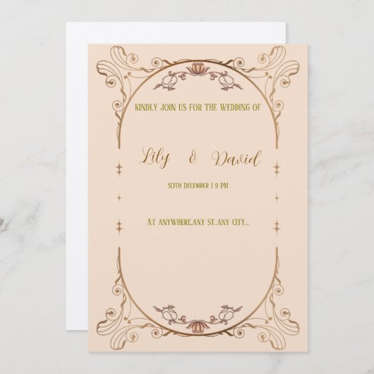 Art nouveau grens bruiloft uitnodiging. kaart (Voorkant / Achterkant)