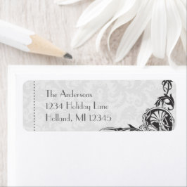 Art Nouveau Grey Damask Return-adreslabels Etiket