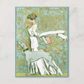 Art Nouveau Greyhound en Lady with Flower Briefkaart (Voorkant)