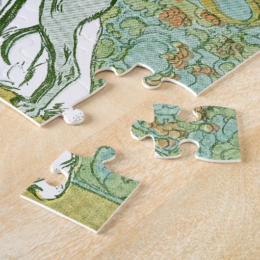 Art Nouveau Greyhound en Lady with Flower Legpuzzel (Zijkant)