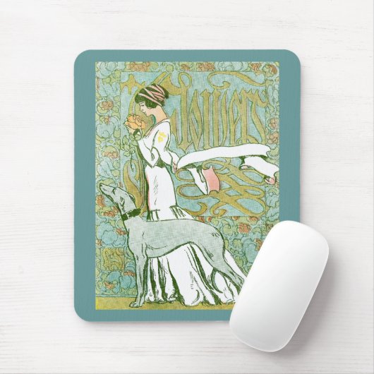 Art Nouveau Greyhound en Lady with Flower Muismat (Met muis)