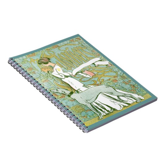 Art Nouveau Greyhound en Lady with Flower Notitieboek (Rechterzijde)