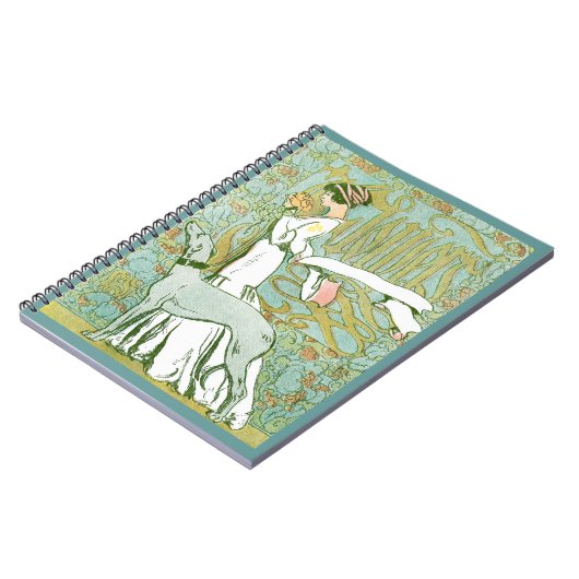 Art Nouveau Greyhound en Lady with Flower Notitieboek (Linkerzijde)