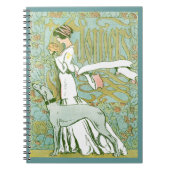 Art Nouveau Greyhound en Lady with Flower Notitieboek (Voorkant)