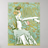 Art Nouveau Greyhound en Lady with Flower Poster (Voorkant)