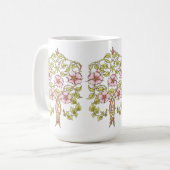 Art Nouveau grillige bloemen Koffiemok (Voorkant links)