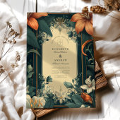 Art Nouveau grillige bloemenbruiloft Kaart