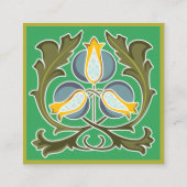 Art Nouveau Groen Blauw Vierkant Visitekaartje (Achterkant)