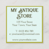 Art Nouveau Groen Blauw Vierkant Visitekaartje (Voorkant)