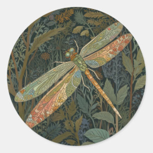 Art nouveau groene gouden Libel vintage Ronde Sticker