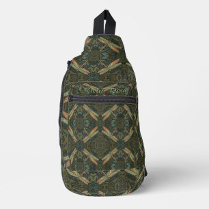 Art nouveau groene gouden Libelle Sling Bag
