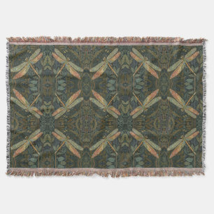 Art nouveau groene gouden Libelle vintage Deken