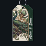 Art Nouveau Groene Smaragd  Peacock Bruiloft Cadeaulabel<br><div class="desc">CadeauLabels</div>