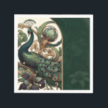 Art Nouveau Groene Smaragd  Peacock Bruiloft Servet<br><div class="desc">Pas aan met om het even welke tekst.</div>