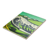 Art Nouveau Groene Zee Golven 1 Tegeltje (Zijkant)