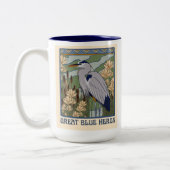 Art Nouveau Grote Blauwe Heron Mok (Links)