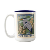 Art Nouveau Grote Blauwe Heron Mok