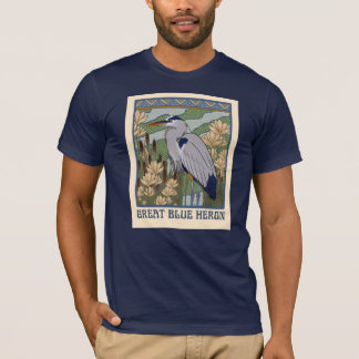 Art Nouveau Grote Blauwe Heron T-shirt