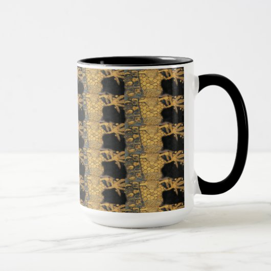 Art Nouveau Gustav Klimt Gold Black Pattern Mok (Rechts)