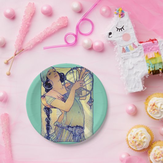  Art Nouveau Gypsy Music Dance Mucha Papieren Bordje (Feest)