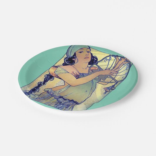  Art Nouveau Gypsy Music Dance Mucha Papieren Bordje (Gekanteld)