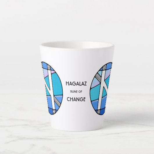 Art Nouveau Hagalaz Rune of CHANGE! Latte Mok (Voorkant)