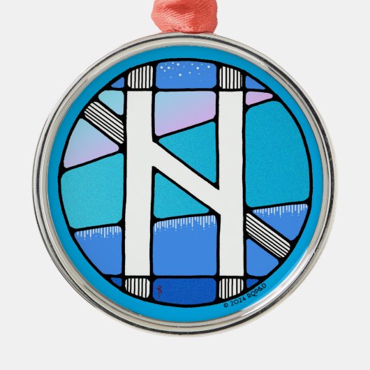 Art Nouveau Hagalaz Rune of Transformation Metalen Ornament (Voorkant)