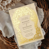 Art Nouveau Hand getrokken bloesems Initialen brui Folie Uitnodiging