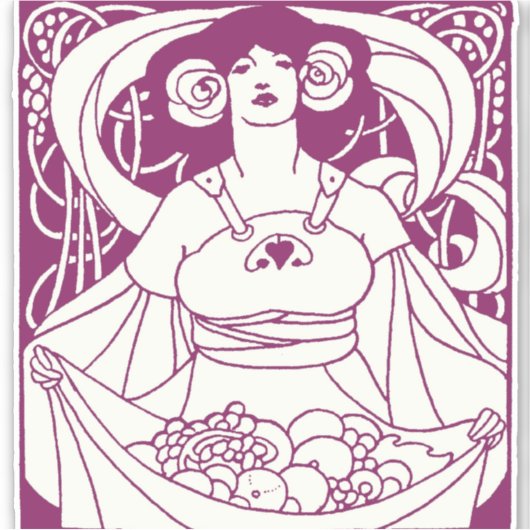 Art Nouveau Harvest Lady Sticker (Voorkant)