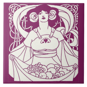 Art Nouveau Harvest Lady Tegeltje