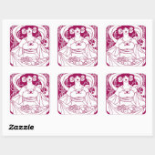 Art Nouveau Harvest Lady Vierkante Sticker (Vel)