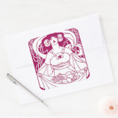 Art Nouveau Harvest Lady Vierkante Sticker (Envelop)