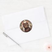 Art Nouveau Havana Brown Cat Ronde Sticker (Envelop)