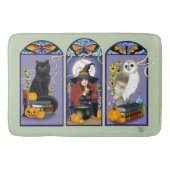Art Nouveau Heks Uil Kat Halloween Badmat (Voorkant)