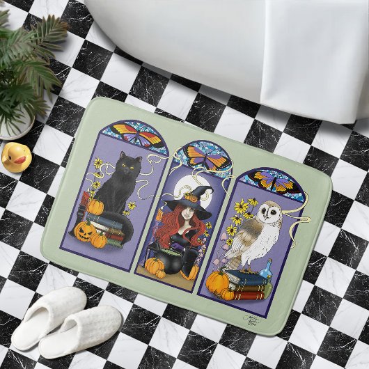 Art Nouveau Heks Uil Kat Halloween Badmat