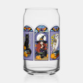 Art Nouveau Heks Uil Kat Halloween Blikvorm Glas (Voorkant)