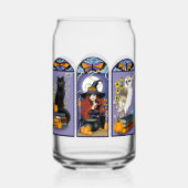 Art Nouveau Heks Uil Kat Halloween Blikvorm Glas (Achterkant)