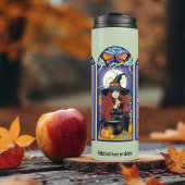 Art Nouveau Heks Uil Kat Halloween Thermosbeker