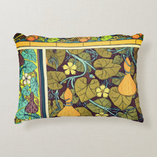 Art nouveau herfst bloemensierlijke kalebas paarse accent kussen