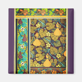 Art nouveau herfst bloemensierlijke kalebas paarse magneet