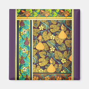 Art nouveau herfst bloemensierlijke kalebas paarse magneet