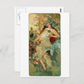 Art Nouveau ~ herfst door Alphonse Mucha Briefkaart (Voorkant / Achterkant)