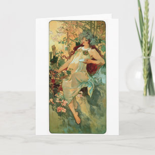 Art Nouveau ~ herfst door Alphonse Mucha Kaart