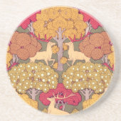 Art nouveau herfst esdoorn hert herfst Verneuil Zandsteen Onderzetter (Voorkant)