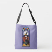 Art Nouveau Herfst Heks Pompoenen Paarse Maan Crossbody Tas (Achterkant)