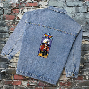 Art Nouveau Herfst Heks Pompoenen Paarse Maan Denim Jacket